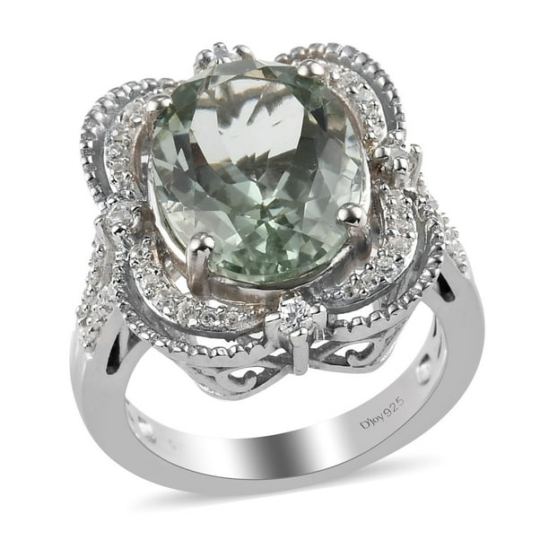 Shop LC Delivering Joy 925 Sterling Silver Green Amethyst White Topaz Statement Ring for Women Jewelry Gift Size 9 Shop LC Delivering Joy 925 Sterling Silver Green Amethyst White Topaz Statement Ring for Women Jewelry Gift Size 9